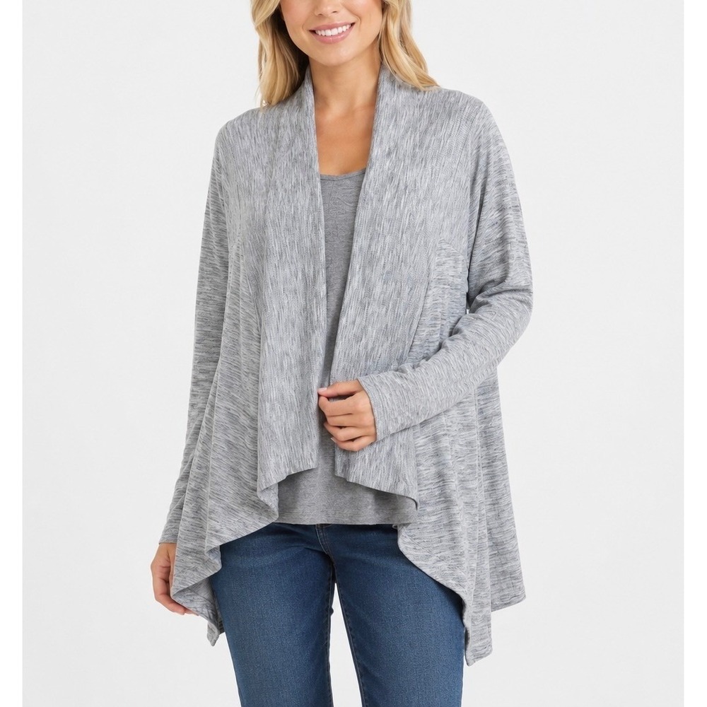 Athleta Nirvana Two Way Wrap Cardigan Womens Medium Gray Yoga Athleisure Casual